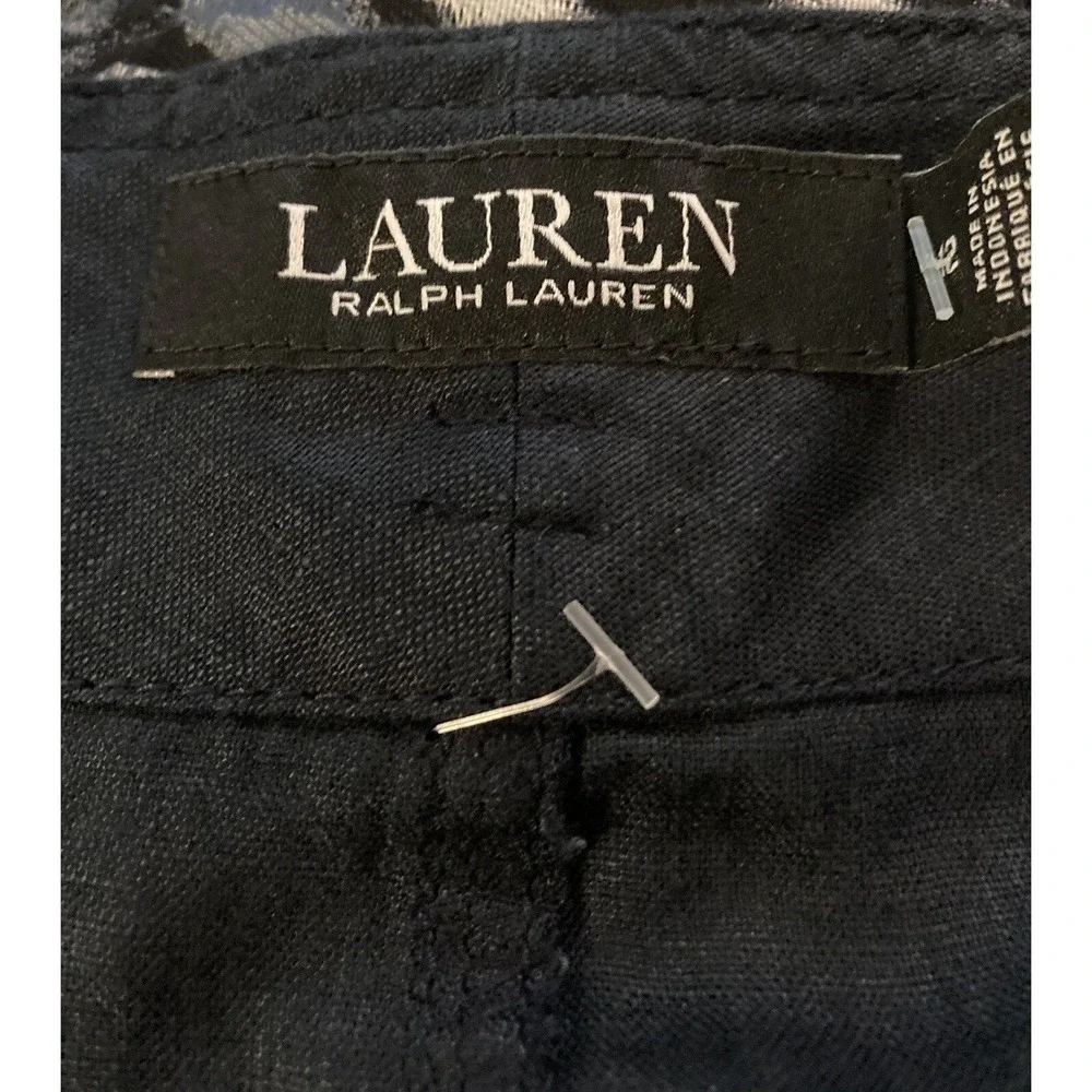 LAUREN RALPH LAUREN Shorts Linen‎ NWT Womens Blue Pockets Tie Belt Size 12 $79